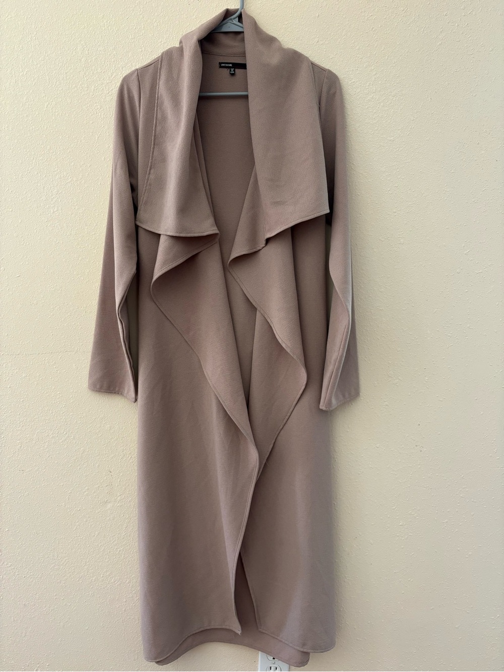 Love Culture Longline Drape Front Duster Tie Waisted Coat Nude